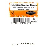 Tungsten Slotted Beads 2mm (5/64 inch) Mottled Olive