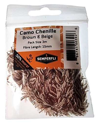 Camo Chenille 15mm Large Brown & Beige