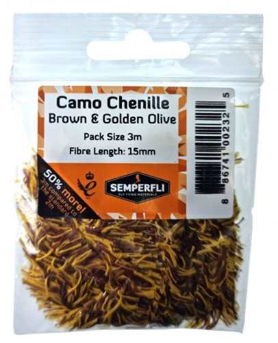 Camo Chenille 15mm Large Brown & Golden Olive