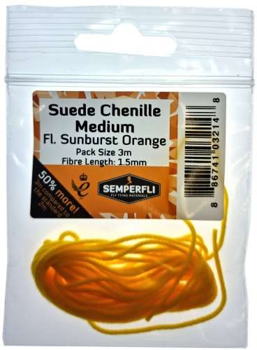 Suede Chenille 1.5mm Medium Fl Sunburst Orange
