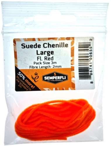 Suede Chenille 2mm Large Fl Red