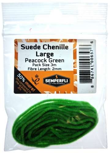 Suede Chenille 2mm Large Peacock Green