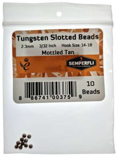 Tungsten Slotted Beads 2.3mm (3/32 inch) Mottled Tan