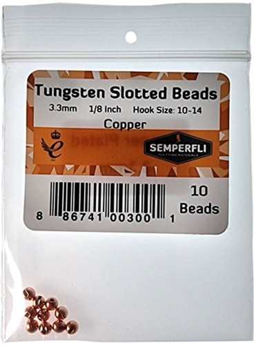 Tungsten Slotted Beads 3.3mm (1/8 inch) Copper