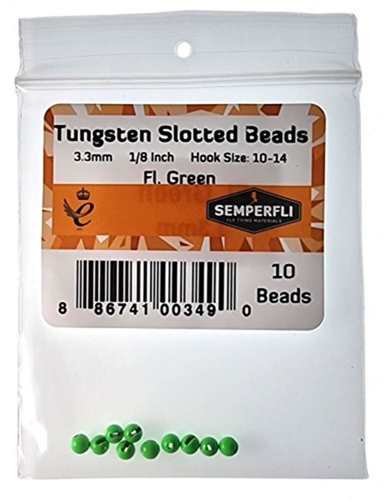 Tungsten Slotted Beads 3.3mm (1/8 inch) Fl Green