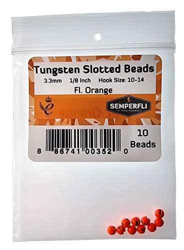 Tungsten Slotted Beads 3.3mm (1/8 inch) Fl Orange