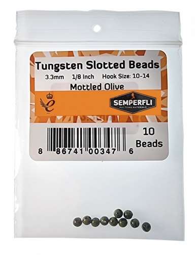 Tungsten Slotted Beads 3.3mm (1/8 inch) Mottled Olive