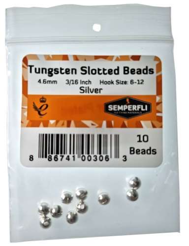 Tungsten Slotted Beads 4.6mm (3/16 inch) Silver