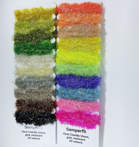 Gold Tinsel Fleck Chenille Multicards 15mm Mixed 20 Colors