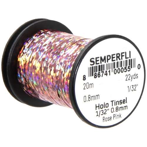 1/32 inch Holographic Tinsel Rose Pink