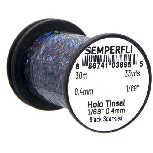Spool 1/69'' Holographic Black Sparkle Tinsel