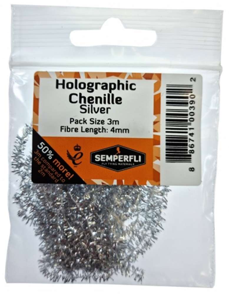Metallic Tinsel Chenille 4mm Small Silver