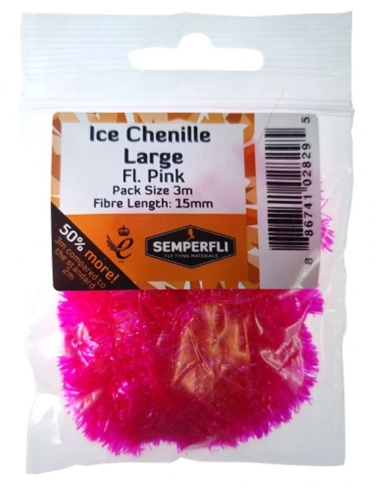 Ice Chenille 15mm Large Fl Pink