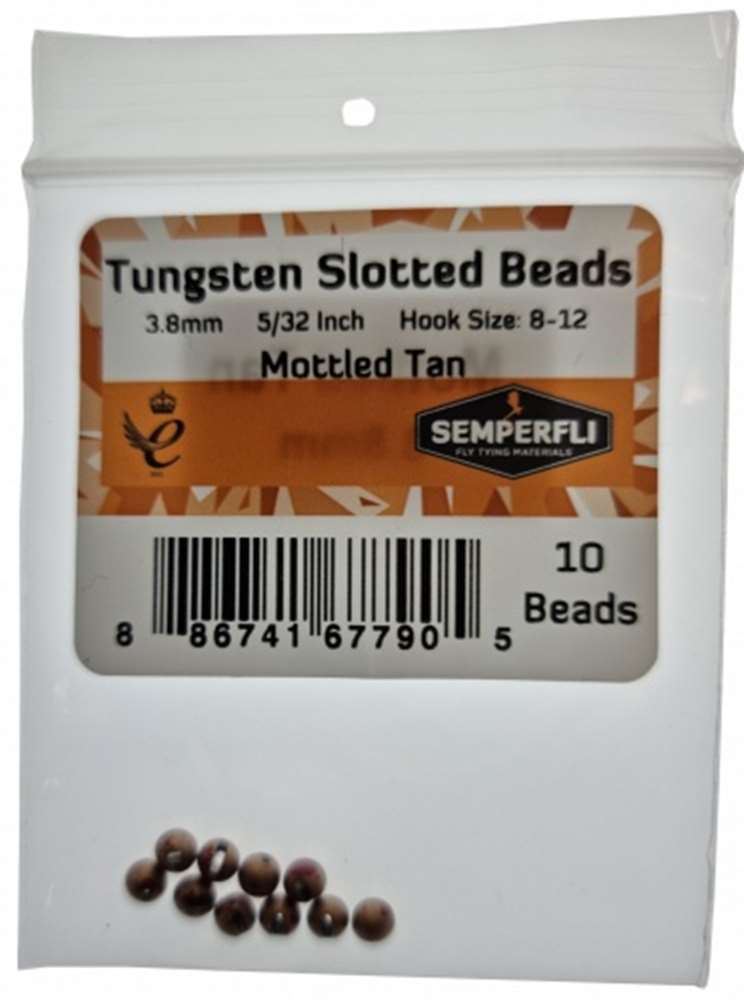 Tungsten Slotted Beads 3.8mm (5/32 inch) Mottled Tan