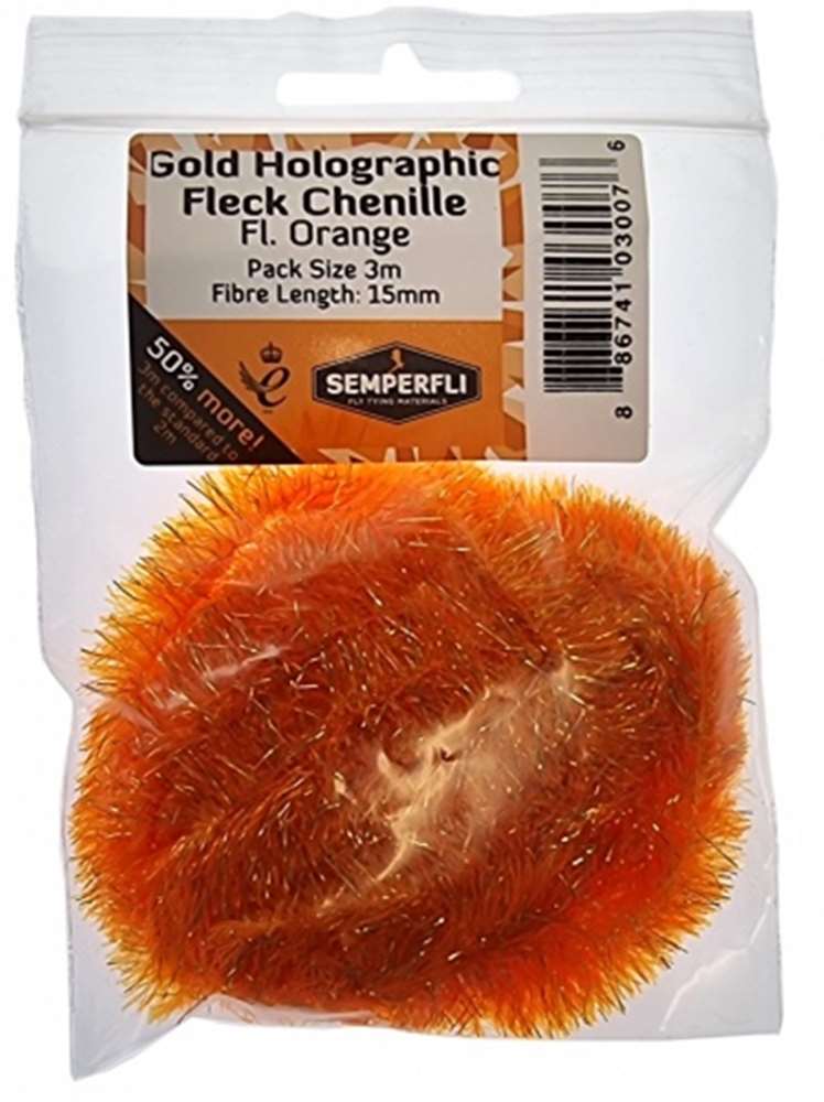 Gold Holographic Fleck 15mm Large Fl Orange