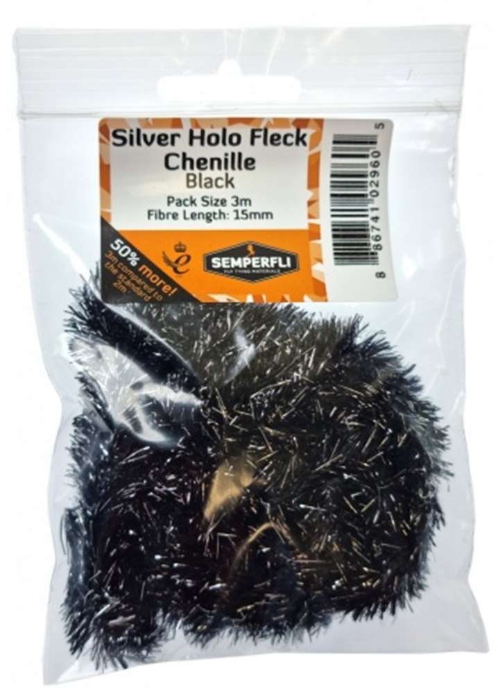 Silver Holographic Fleck 15mm Large Black