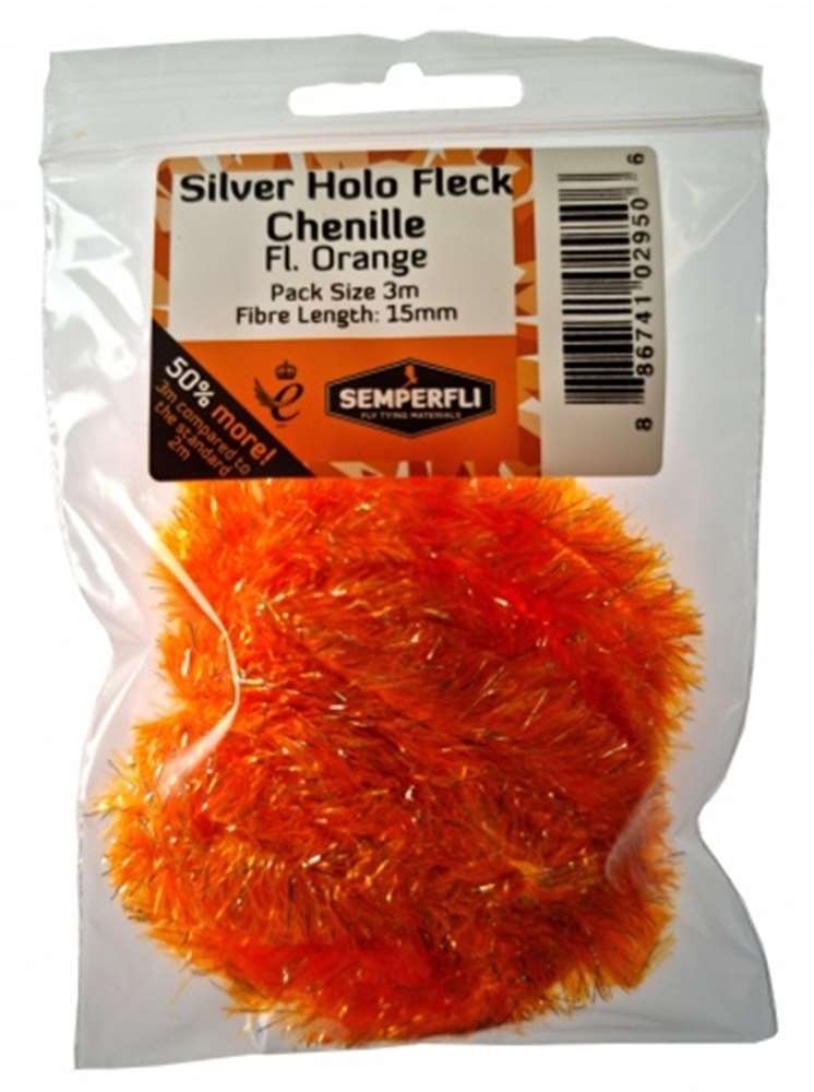 Silver Holographic Fleck 15mm Large Fl Orange
