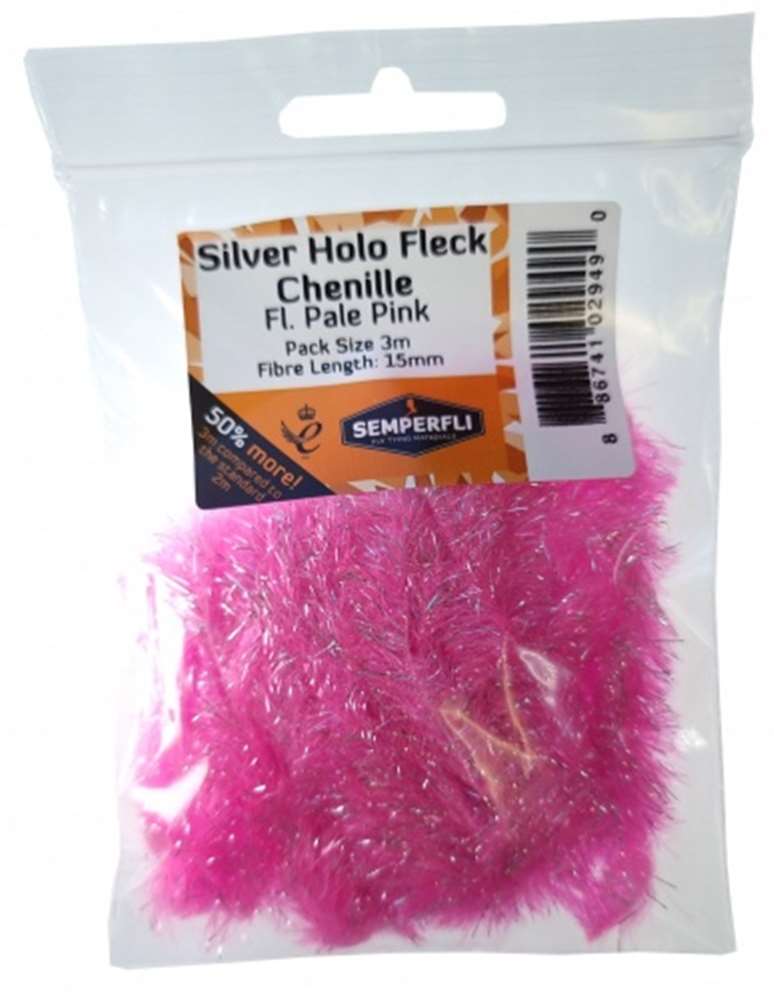 Silver Holographic Fleck 15mm Large Fl Pale Pink