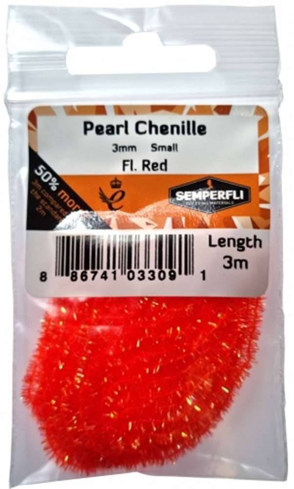 Pearl Chenille 3mm Fl Red