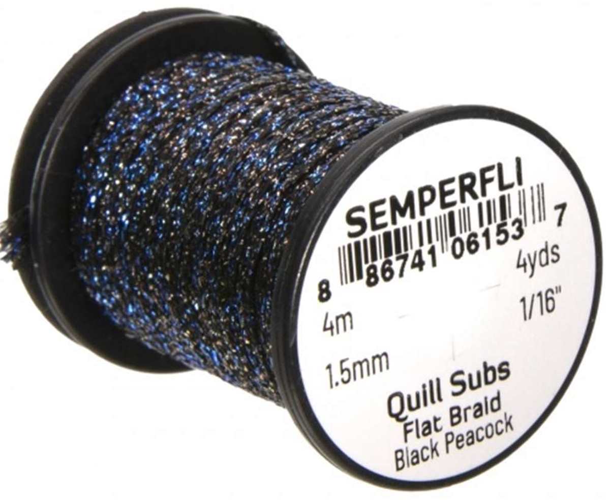 Quill Subs Flat Braid 1.5mm 1 16 inch Black Peacock semperfli